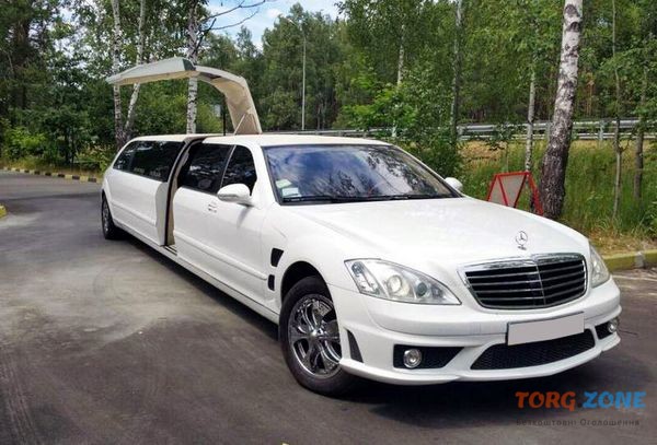 029 Лимузин Mercedes W221 S63 белый прокат Київ - зображення 1
