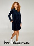 Темно - синій жіночий короткий халат (арт. LDG 118/001) Кривой Рог