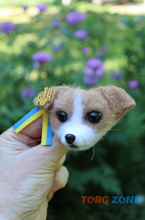 Пес Патрон брошь игрушка собака светлее валяная из шерсти ручной работы интерьерная песик игрушка Одесса - изображение 1