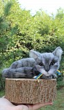 Котик сірий валяна іграшка інтерєрна сувенір подарунок кошка хендмєйд игрушка хендмєйд подарок кошка Одеса