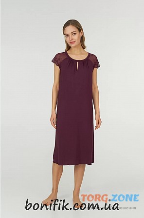 Жіноча нічна сорочка з коротким рукавом із колекції "cabernet" (арт. LDM 108/01/02) Кривий Ріг - зображення 1