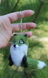 Зелена лиса брелок іграшка валяна з шерсті інтерєрна лисичка подарунок лисиця сувенір хендмєйд лис Одеса