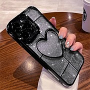 Чохол 3D з блискучим серцем для iphone 11 12 13 14 15 Pro Max Новояворівськ