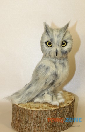 Сова іграшка валяна полярна сова букля інтерєрна птиця з шерсті подарунок ручна робота птица сова Одеса - зображення 1