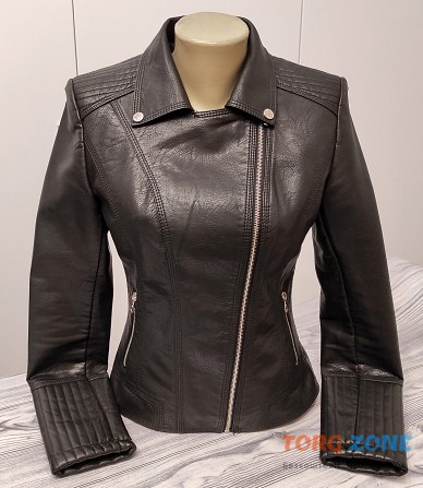 Куртка косуха жіноча чорна повсякденна шкіряна (pvc) р.44 Туреччина Хмельницкий - изображение 1