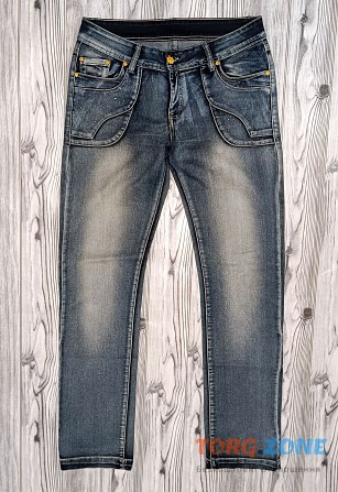 Жіночі джинси з потертостями прямий крій тягнуться р.48-50 32 Хмельницкий - изображение 1