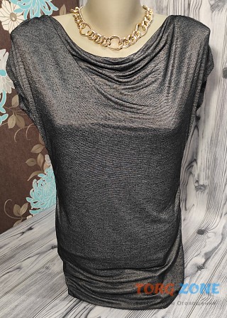 Жіноча футболка з драпіровкою віскоза р.46-48\м темно-сіра Zoi Хмельницький - зображення 1