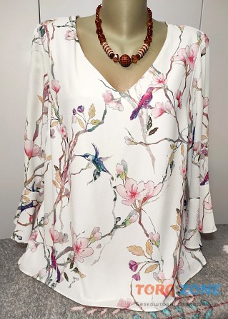 Романтична блуза з птахами і орхідеями в китайському стилі Wallis р.48-50 Хмельницький - зображення 1