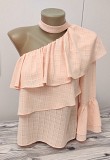 Ніжна рожева блуза з воланами на одне плече Atmosphere р.44\8 доставка из г.Хмельницкий