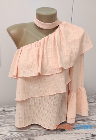 Ніжна рожева блуза з воланами на одне плече Atmosphere р.44\8 Хмельницький - зображення 1