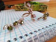 Срібний набір новий, 925 проба, сережки зелені фіаніти, перстень лавандовий фіаніти доставка із м.Львів