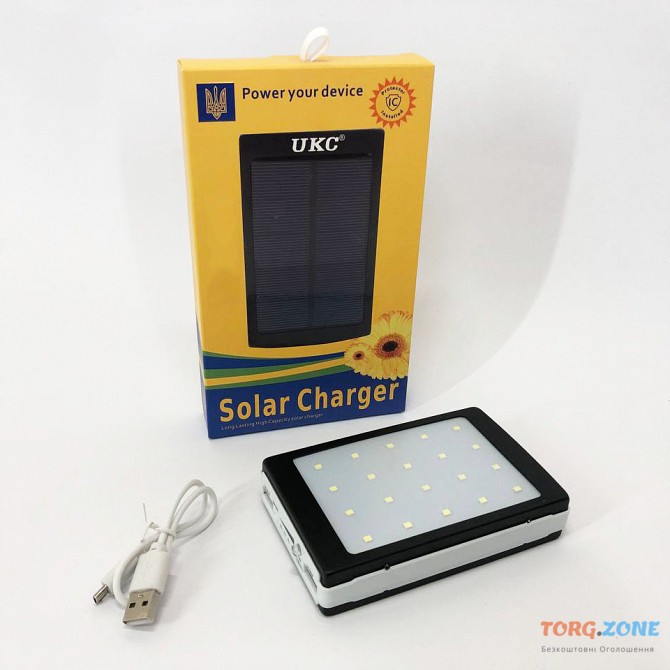 УМБ Power Bank Solar 90000 mAh мобільне зарядне з сонячною панеллю та лампою, Power Bank Charger Бат Львов - изображение 1