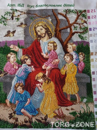 Ікона з чеського бісеру Ісус благословляє дітей Львів - зображення 1