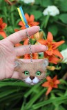 Кот брелок іграшка валяна прикраса подарунок сувенір кошка з шерсті інтерєрна кіт брошь валяная Одеса