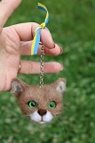 Кот брелок іграшка валяна прикраса подарунок сувенір кошка з шерсті інтерєрна кіт брошь валяная Одесса