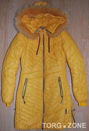 Продам б\у женское подростковое зимнее (холлофайбер) жёлтое болоньевое пальто Харьков - изображение 1